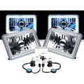 4X6" White COB Halo Glass/Metal 6000K 4000LM LED Headlight H4 Light Bulb Pair