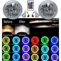 7" Multi-Color Change COB LED Halo Angel Eye Headlights Pair For Jeep Wrangler