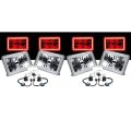 4X6" Red COB Halo Glass / Metal 6000K 4000LM LED Headlight H4 Light Bulb Set