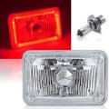 SINGLE 4X6 Red LED Halo Angel Eye Halogen Headlights Headlamp Bulb Crystal Clear