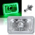 Single 4X6 Green Halo Angel Eye Halogen H4 Bulb Headlight Crystal Clear Headlamp