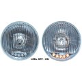 5-3/4 Stock H4 60W Halogen Headlight 5-LED Turn Signal Headlamp Light Bulb Pair