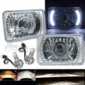 4X6 White Halo Projector Crystal Clear Headlamp 6k LED Headlight Light Bulb Pair