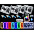 4X6" BLUETOOTH Color Change RGB SMD LED Halo Headlight Halogen Light Bulb Set