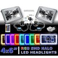 4X6" IR Color Change RGB SMD Halo Angel Eye Headlight 40W 6K LED Light Bulb Pair