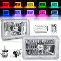 4X6" RF Color Change RGB SMD Halo Angel Eye Headlight 24W 6K LED Light Bulb Pair