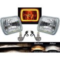 7X6 Amber SMD LED Glass/Metal Headlight 6k 6000K LED H4 Light Bulb Headlamp Pair