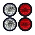 4" Round Brake Back Up Reverse Tail Light Turn Signal Red & White Led Light Set