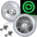 55 56 57 Chevy Halogen Green LED Halo Headlight Headlamp H4 Light Bulbs 7" Pair