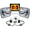 7X6 Amber COB Halo Glass/Metal Headlight 40W LED Light Bulb Headlamp Pair