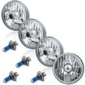 5-3/4" Crystal Clear Halogen Headlight Metal Headlamp Sw 60/55W Light Bulbs Set