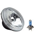 5-3/4" Motorcycle Crystal Halogen Headlight Metal Headlamp Light Bulb For Harley