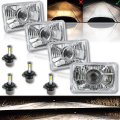 4X6" 6k 4000Lm LED Crystal Clear Projector Headlight H4 Light Bulb Headlamp Set