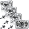 4X6" Halogen Crystal Clear Glass Projector Headlight H4 Light Bulb Headlamp Set