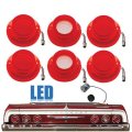 64 Chevy Impala LED Rear Red Tail & White Back Up Light Lens w/ Flasher Set of 6