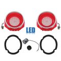 65 Chevy Impala LED Red Tail Back Up Light Lens w/ Stainless Trim & Flasher Pair