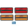 68-72 Chevy GMC Truck Front & Rear Side LED Amber Red Marker Light w/ Chrome Set