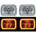 7X6" Amber SMD LED Glass/Metal Headlight Halogen 6K 60w Light Bulb Headlamp Pair