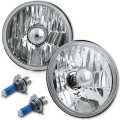 5-3/4" Crystal Clear Halogen Headlight Metal Headlamp Sw 60/55W Light Bulbs Pair