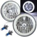 7" COB LED White Halo Angel Eye H4 6k Headlamp Headlight Halogen Light Bulb Pair