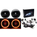 7" HID Amber LED Halo Ring Angel Eyes Black Headlight 6K 6000k Light Bulbs Pair