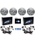 5-3/4" Crystal Clear Glass Metal Headlight Headlamp 6000K 6k HID Light Bulb Set