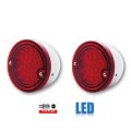 60-66 Chevy Pickup Truck Red LED Tail Light Lamp Lens w/ Stainless Housing Pair