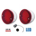 60-66 Chevy Truck LED Tail Light Lamp Lens w/ Stainless Housing & Flasher Pair