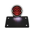 Motorcyce Horizontal Black License Plate Bracket LED Tail Light Smoked Lens