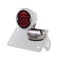 Motorcyce Horizontal License Chrome Plate Bracket LED Tail Light Smoked Lens