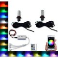 9006 27 SMD RGB Multi-Color Changing Shift Led Fog Light Bulb Bluetooth Pair