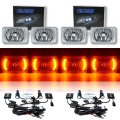 4X6" Amber LED Halo Angel Eye Headlight 6K 6000K HID Headlamp Light Bulbs Set