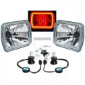 7X6 Red COB Halo Glass/Metal Headlight 40W LED Light Bulb Headlamp Pair