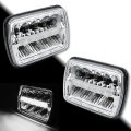 7X6" Chrome LED HID Light Bulbs Clear Sealed Beam Headlamp Headlight Pair