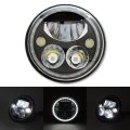 7" Motorcycle Black Chrome Projector Octane LED Headlight w/ White Halo Light