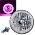 7" Pink SMD LED Halo Angel Eye H4 Halogen 60W Light Bulb Motorcycle Headlight