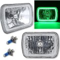 7X6 Green COB LED Headlight 60w H4 Light Headlamp Pair For Jeep Wrangler