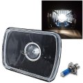 7X6" Black Projector Halogen Crystal Clear Glass Headlight H4 Light Bulb - Each