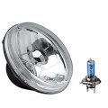 5-3/4" Motorcycle Crystal Halogen Headlight Metal Headlamp 6-Volt 6V 55/60W Bulb