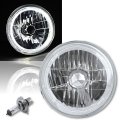 7" Halogen Crystal Clear White LED Halo Ring H4 Light Bulb Motorcycle Headlight