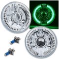 7" Green LED Halo Ring Angel Eye 60w Halogen Projector Headlight Light Bulb Pair