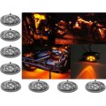 8 Orange Amber LED Chrome Modules Motorcycle Chopper Frame Neon Glow Lights Pods