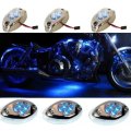 3Pc Blue LED Chrome Modules Motorcycle Chopper Frame Neon Glow Lights Pods Kit