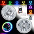 7" Bluetooth RGB SMD LED Color Chasing Halo Shift Angel Eye H4 Headlight Pair