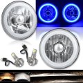 5-3/4 Blue COB LED Halo Angel Eye Crystal Clear Headlamp 6k LED Light Bulb Pair