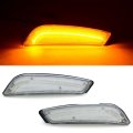 Clear Front Bumper Amber LED SIde Marker Lamp Lens Pair Fits: 2003-2007 Cadillac