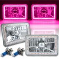 4X6 Pink SMD LED Halo Angel Eye Headlight Headlamp 60W Halogen Light Bulbs Pair
