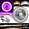 5-3/4" H5006 H5001 Crystal SMD Purple Halo H4 Headlight w/ 18/24w LED Bulb EACH