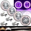 5-3/4" Purple COB LED Halo Angel Eye Crystal Clear Headlamp 6k LED Bulb Set of 4