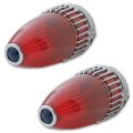 59 Cadillac Red Tail Light Lamp Lens & Chrome Bezel w/ Blue Dot Assembly Pair